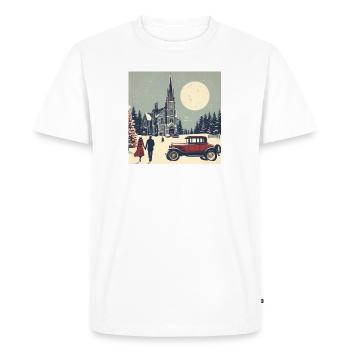 Église dans la forêt en hiver - T-shirt Premium bio Homme - blanc - Devant - Nico (187cm)