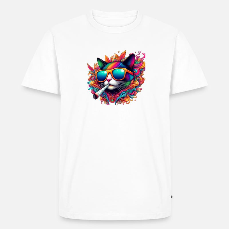 CannaCat2 - Männer Premium Bio T-Shirt - Weiß