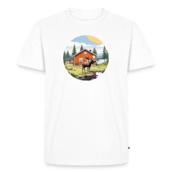 Nature Vie Suède Logo Orignal Blog Maison Nature - T-shirt Premium bio Homme - blanc - Devant - Nico (187cm)