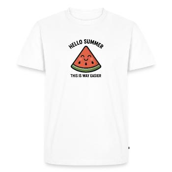 Bonjour l’été – Melon heureux - T-shirt Premium bio Homme - blanc - Devant - Nico (187cm)