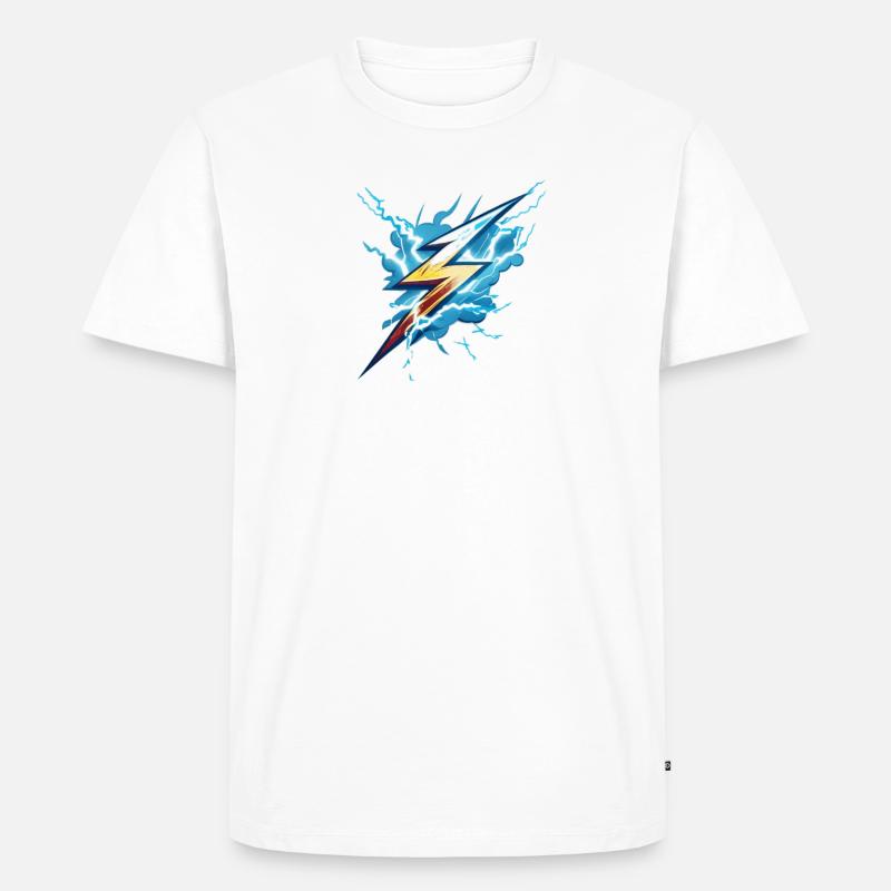 Blitzschlag - Männer Premium Bio T-Shirt - Weiß