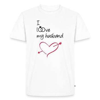 J’aime mon mari Cadeau Mariage Amour Mariage - T-shirt Premium bio Homme - blanc - Devant - Nico (187cm)