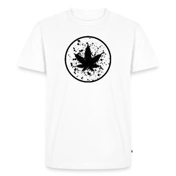 Feuille de cannabis Taches de peinture en cercle - T-shirt Premium bio Homme - blanc - Devant - Nico (187cm)