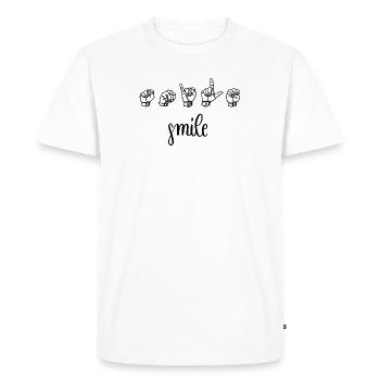 smile - DGS Streetwear - Men's Premium Organic T-Shirt - white - Front - Nico (187cm)