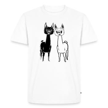 Alpagas drôles - 2 Alpagas ultra mignons - T-shirt Premium bio Homme - blanc - Devant - Nico (187cm)