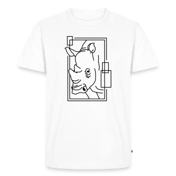 Rhinocéros en conception géométrique - T-shirt Premium bio Homme - blanc - Devant - Nico (187cm)