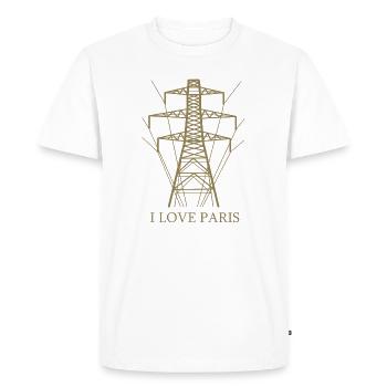 Ironic I love Paris Eiffel Tower as a power pole - Men's Premium Organic T-Shirt - white - Front - Nico (187cm)