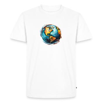 Globe en mouvement - T-shirt Premium bio Homme - blanc - Devant - Nico (187cm)