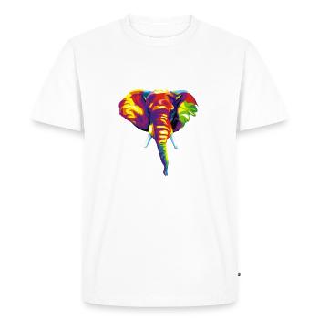 Elephant with colourful abstract motif. - Men's Premium Organic T-Shirt - white - Front - Nico (187cm)