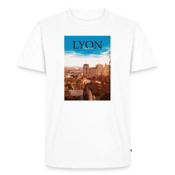 Lyon - Men's Premium Organic T-Shirt - white - Front - Nico (187cm)