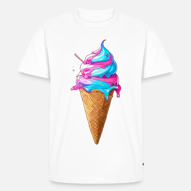 Lecker Eiscreme | Synthwave Eistüte - Männer Premium Bio T-Shirt - Weiß