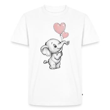 Elephant with heart balloons - Men's Premium Organic T-Shirt - white - Front - Nico (187cm)