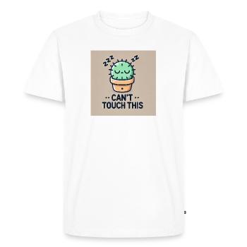 Je ne peux pas y toucher - T-shirt Premium bio Homme - blanc - Devant - Nico (187cm)