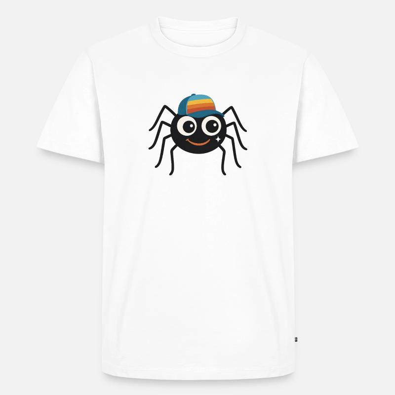 Coole Spinne mit Retro-Cappy – süß & frech - Männer Premium Bio T-Shirt - Weiß