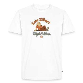 Low Effort – High Vibes - Men's Premium Organic T-Shirt - white - Front - Nico (187cm)