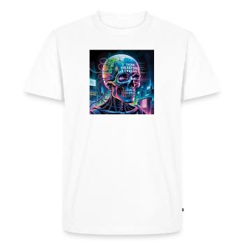Cyberpunk Skull with Technology Quotes - Men's Premium Organic T-Shirt - white - Front - Nico (187cm)