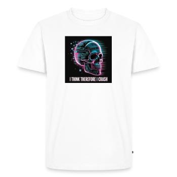 Crâne cyberpunk avec glitch numérique - T-shirt Premium bio Homme - blanc - Devant - Nico (187cm)