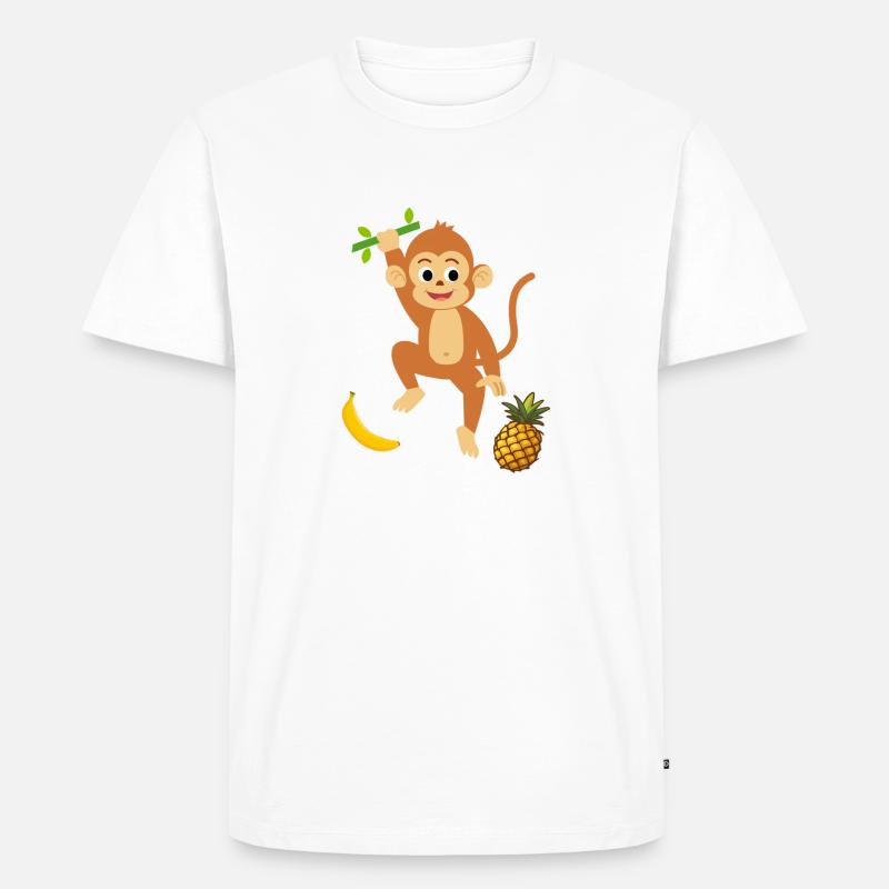 Player Monkey mit Ananas und Banane - Männer Premium Bio T-Shirt - Weiß