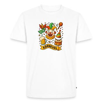 Colorful carnival clown with drum - Men's Premium Organic T-Shirt - white - Front - Nico (187cm)