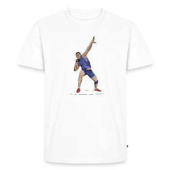Shot put - Men's Premium Organic T-Shirt - white - Front - Nico (187cm)
