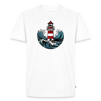 Lighthouse in the storm - Men's Premium Organic T-Shirt - white - Front - Nico (187cm)