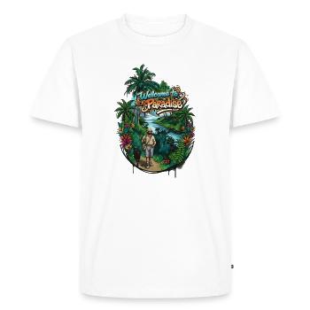 Bienvenue sur le Paradise Trail - T-shirt Premium bio Homme - blanc - Devant - Nico (187cm)