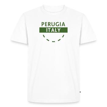 Perugia Italy Green emblem - Men's Premium Organic T-Shirt - white - Front - Nico (187cm)