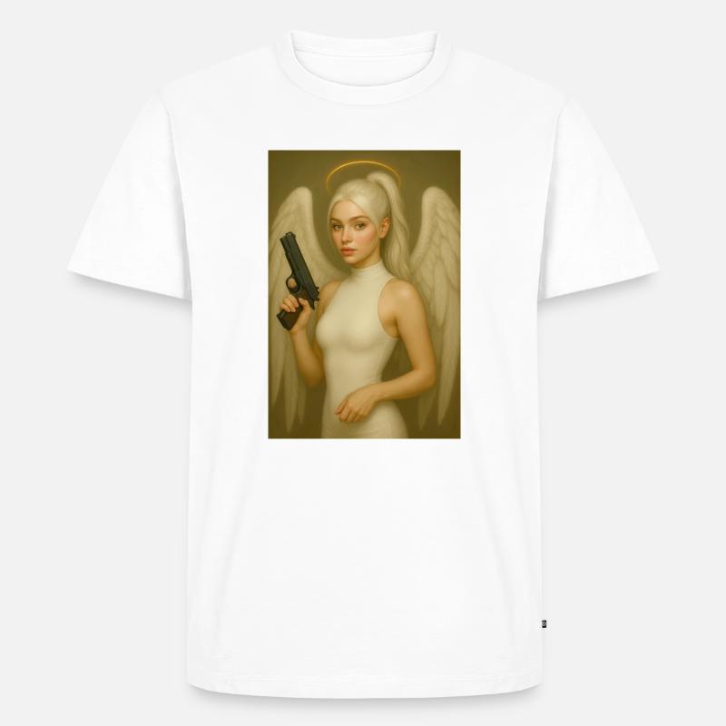Engel mit Waffe  - Männer Premium Bio T-Shirt - Weiß