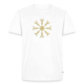 Rune nordique Algiz - symbole de protection Viking - T-shirt Premium bio Homme - blanc - Devant - Nico (187cm)