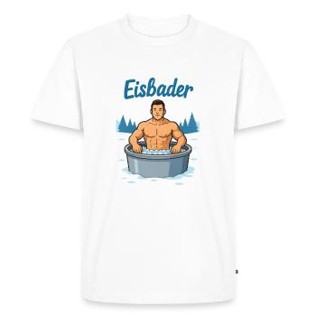 Un homme musclé dans un bain de glace - T-shirt Premium bio Homme - blanc - Devant - Nico (187cm)
