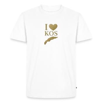 I Love KOS Island - Men's Premium Organic T-Shirt - white - Front - Nico (187cm)