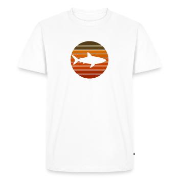 Silhouette du requin couchant de soleil - T-shirt Premium bio Homme - blanc - Devant - Nico (187cm)