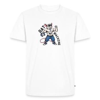 Kraftratte Skull Logo - Men's Premium Organic T-Shirt - white - Front - Nico (187cm)