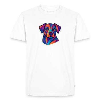 Colorful Geometric Dog Portrait - Men's Premium Organic T-Shirt - white - Front - Nico (187cm)