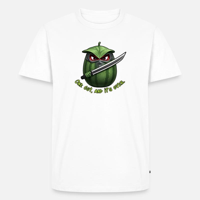 Wassermelone Ninja: Ein Schnitt Ende - Männer Premium Bio T-Shirt - Weiß