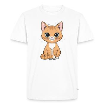 Cartoon chaton : Fourrure rayée orange - T-shirt Premium bio Homme - blanc - Devant - Nico (187cm)