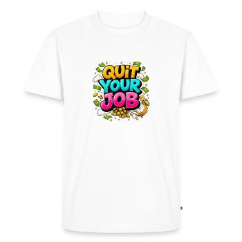 Quittez votre emploi : liberté et or - T-shirt Premium bio Homme - blanc - Devant - Nico (187cm)