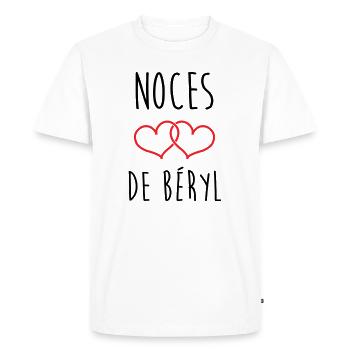 noces de béryl 23 ans d'amour - T-shirt Premium bio Homme - blanc - Devant - Nico (187cm)
