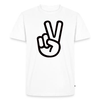 Peace Hand Sign – Victory Symbol - Men's Premium Organic T-Shirt - white - Front - Nico (187cm)
