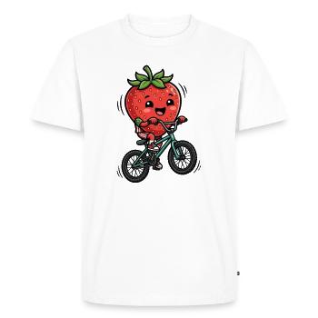 Fraise sucrée sur le vélo sur la route - T-shirt Premium bio Homme - blanc - Devant - Nico (187cm)
