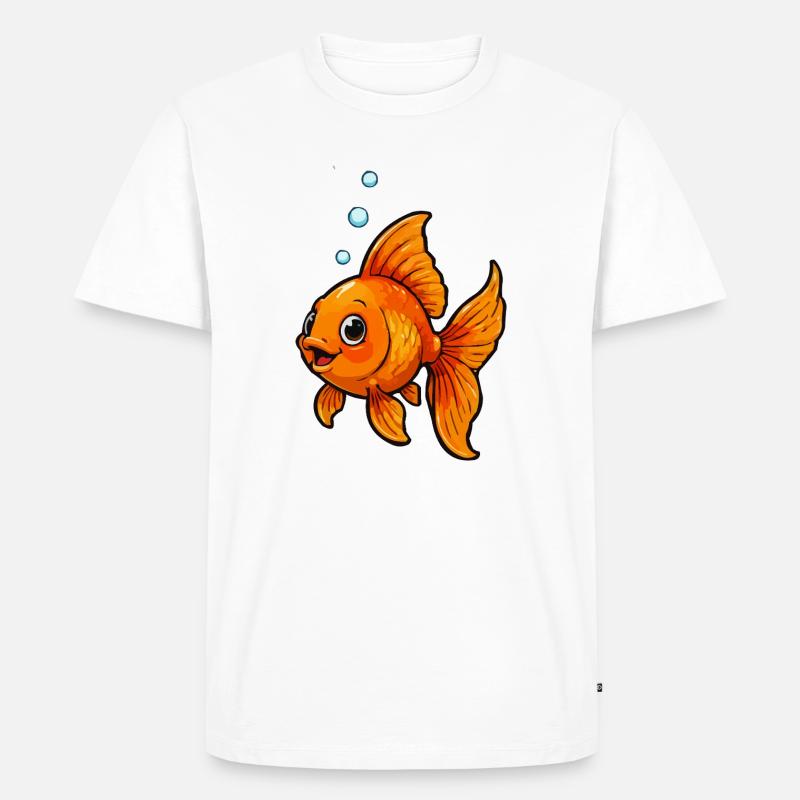 Oranger Goldfisch Comic - Männer Premium Bio T-Shirt - Weiß