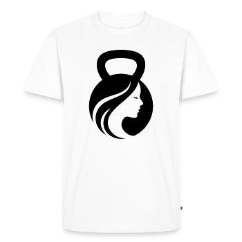Reine du fitness – Fille aux kettlebells - T-shirt Premium bio Homme - blanc - Devant - Nico (187cm)