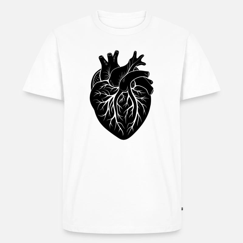 anatomisches Herz - Männer Premium Bio T-Shirt - Weiß