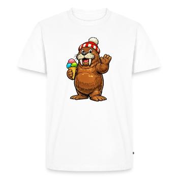 Morse avec cornet de glace - T-shirt Premium bio Homme - blanc - Devant - Nico (187cm)