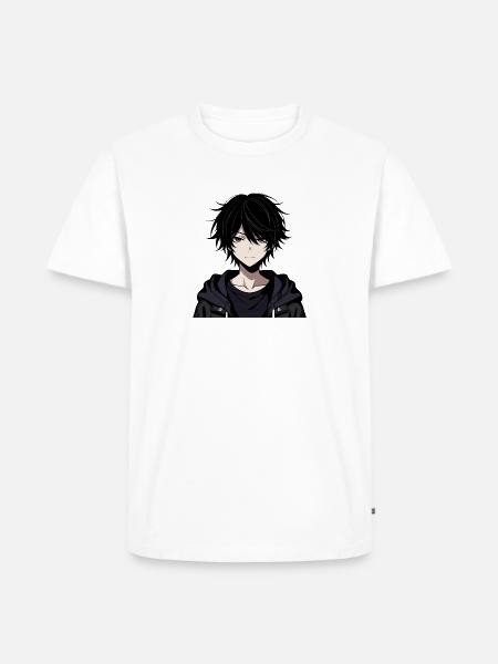 Schwarzer Schattenjunge Hoodie - Männer Premium Bio T-Shirt - Weiß