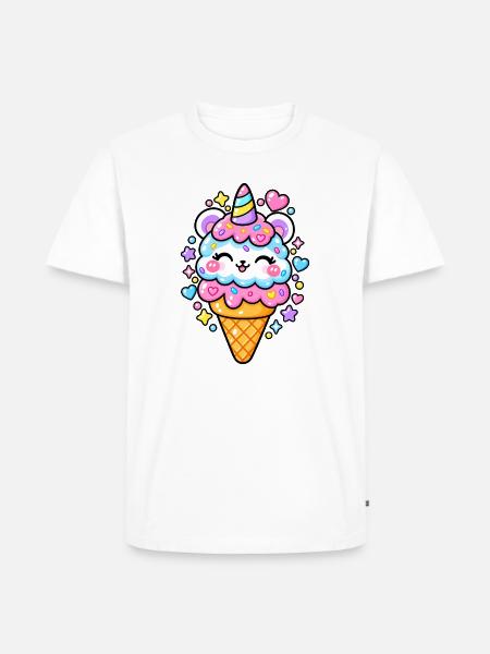 Lustiges Pastell-Eishorn - Männer Premium Bio T-Shirt - Weiß
