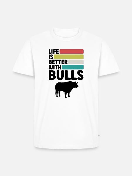 Stier Spruch Retro Style - Männer Premium Bio T-Shirt - Weiß