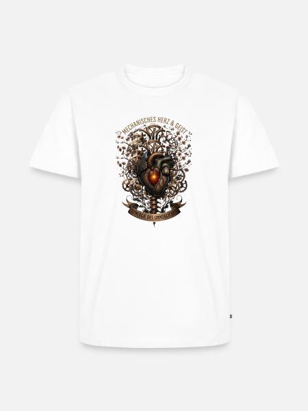 Herz Anatomie- Mechanisches Herz Steampunk - Männer Premium Bio T-Shirt - Weiß