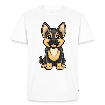 German Shepherd Dog Comic Cute - Men's Premium Organic T-Shirt - white - Front - Nico (187cm)
