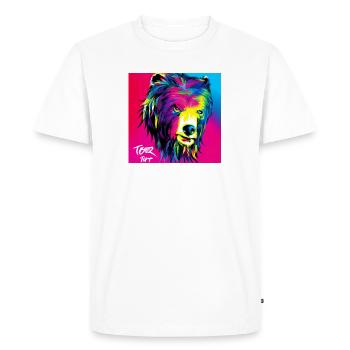 L’ours rose - Animal Portrait Pop Art Style v3 - T-shirt Premium bio Homme - blanc - Devant - Nico (187cm)